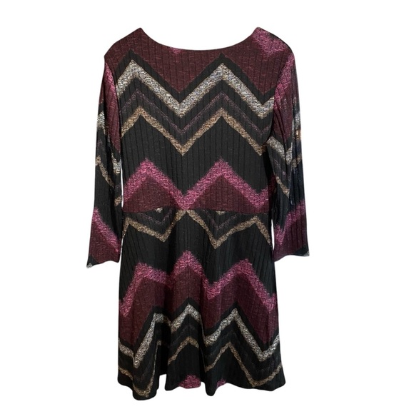 Sandra Darren Women's Dress Midi Scoop Neck Chevron Print Stretch Knit Tunic 16 - Picture 4 of 15